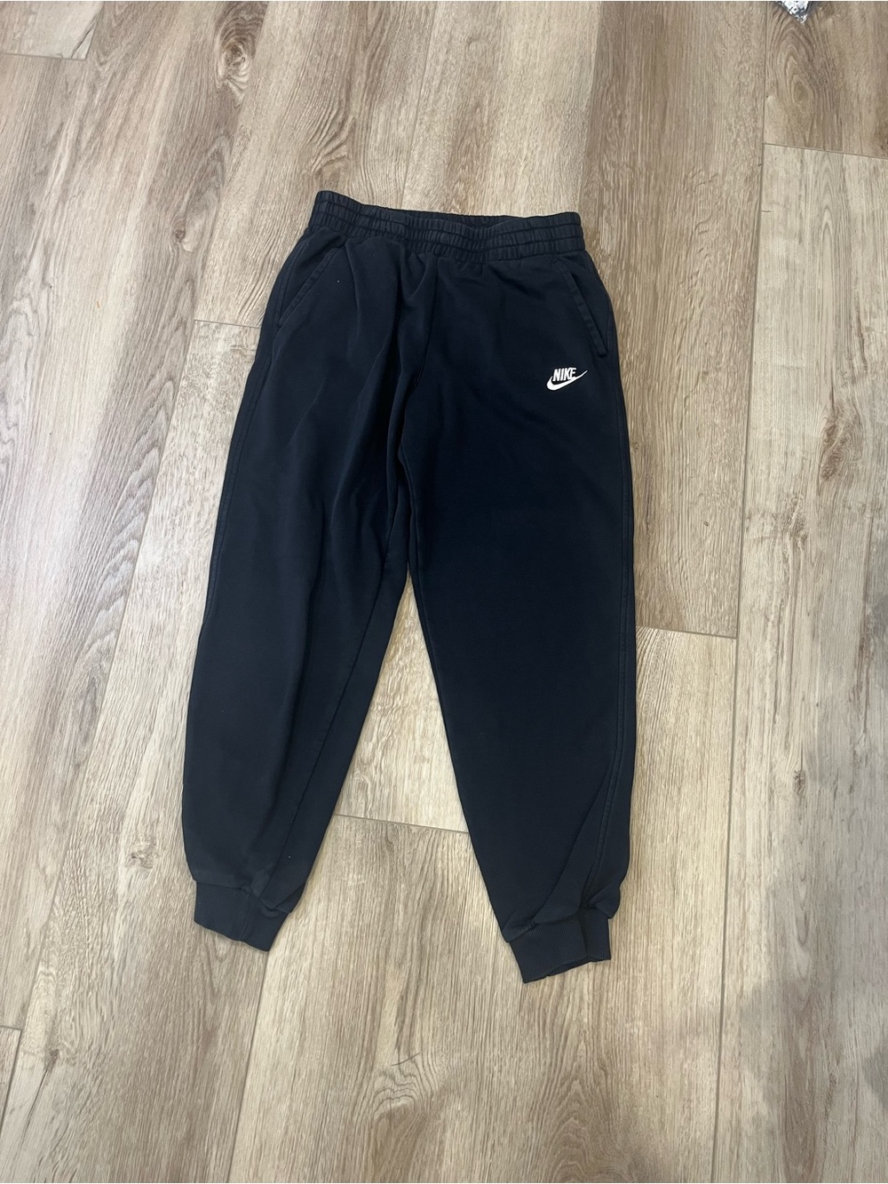 Nike Black Kids Fleece Joggers with White Swoosh